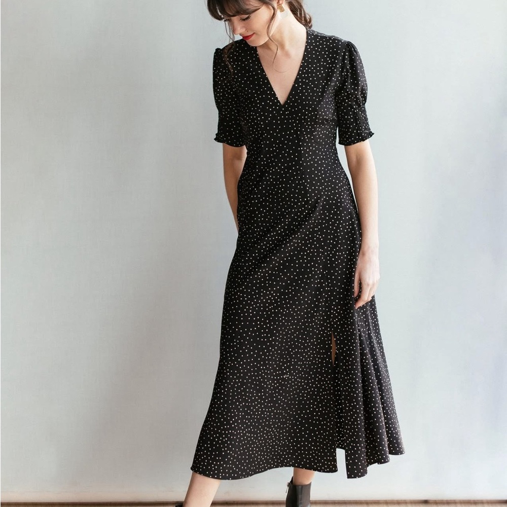Elegant Black Polka Dot Dress